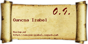 Oancsa Izabel névjegykártya